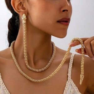 Gold Snake Necklace Statement Serpent Jewelry Bold Fashion Necklace